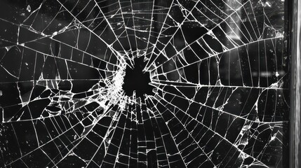 Fototapeta premium Shattered Glass, Cracked Pane, Broken Window, Abstract Texture.