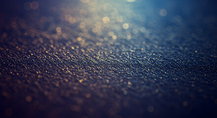 Sparkling Dark Blue Surface with Golden Lights, Abstract Background Texture