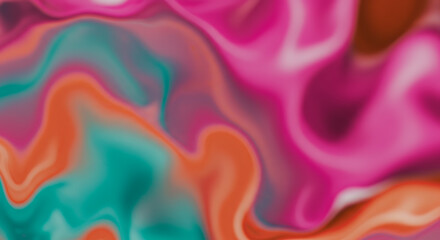 Obraz premium Abstract Swirling Liquid Colors, Teal, Pink, Orange Gradient Background