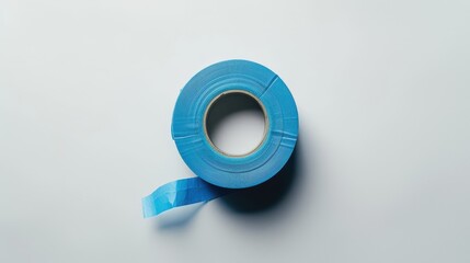 Roll of Blue Painter's Tape on White Background.
