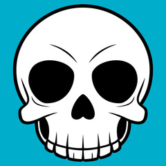 Stylized Skull on Turquoise Background