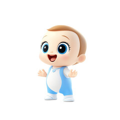Joyful animated baby character in a fun environment cartoon style playful concept for kids imagination