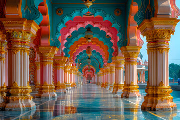 Amidst the grandeur of Mysore Palace, an Indian man admires the opulent interiors and intricate artwork, feeling a sense of pride in Karnataka's royal heritage.