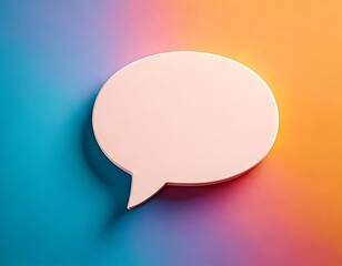 A blank speech bubble symbol is shown on a pastel-colored background.