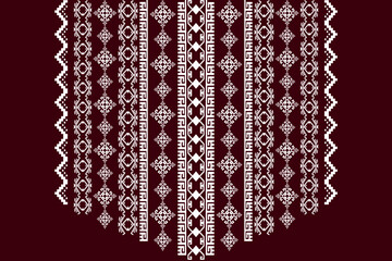 Neckline embroidery geometric abstract elements neck pattern. Native decorative design for fabric, clothing, illustration, texture, collar decor, border, rug, decoration, printing, element, necklace
