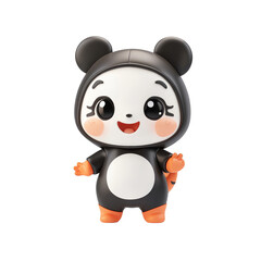Cute panda character playing in a colorful toy environment cartoon style whimsical design