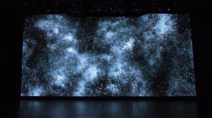 Digital display of a starry night sky.