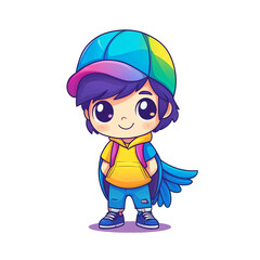 Playful cartoon character adventure colorful background digital art vibrant environment whimsical concept