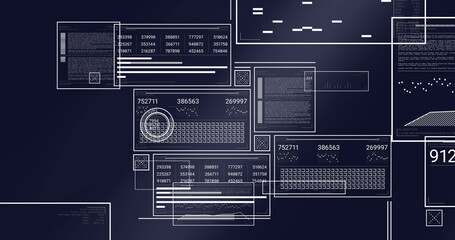Image of screens with data processing over dark background