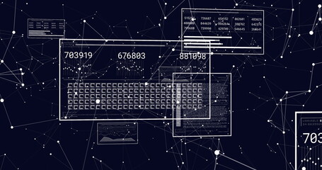 Image of screens with data processing over dark background