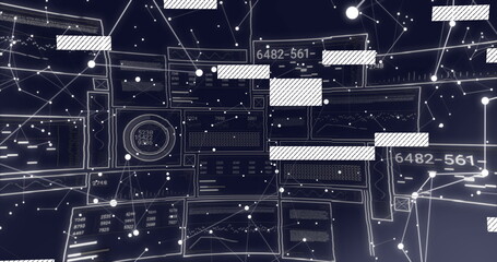 Image of financial data processing over dark background