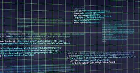 Image of financial data processing over dark background