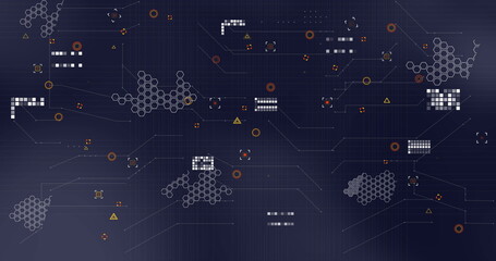 Image of financial data processing over dark background