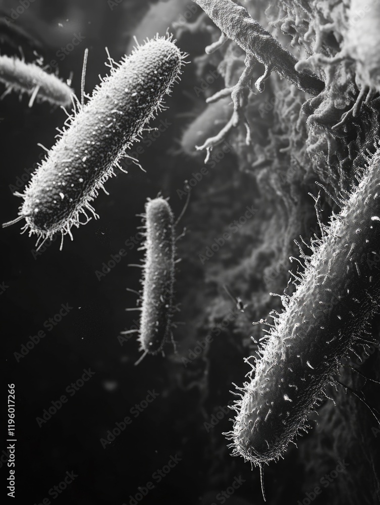 Poster microscopic image of bacteria, focusing on the cellular structure and details.