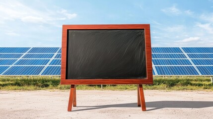 Solar energy presentation board in open field clear day