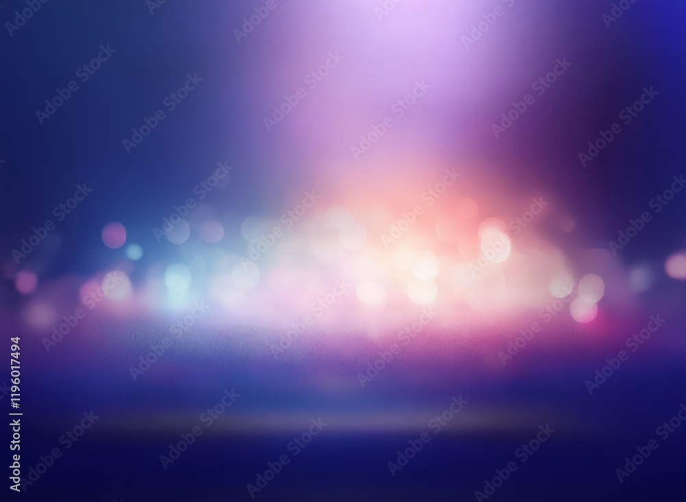 Poster abstract background with blurred lights and bokeh effect. deep blues and purples blend with warmer o