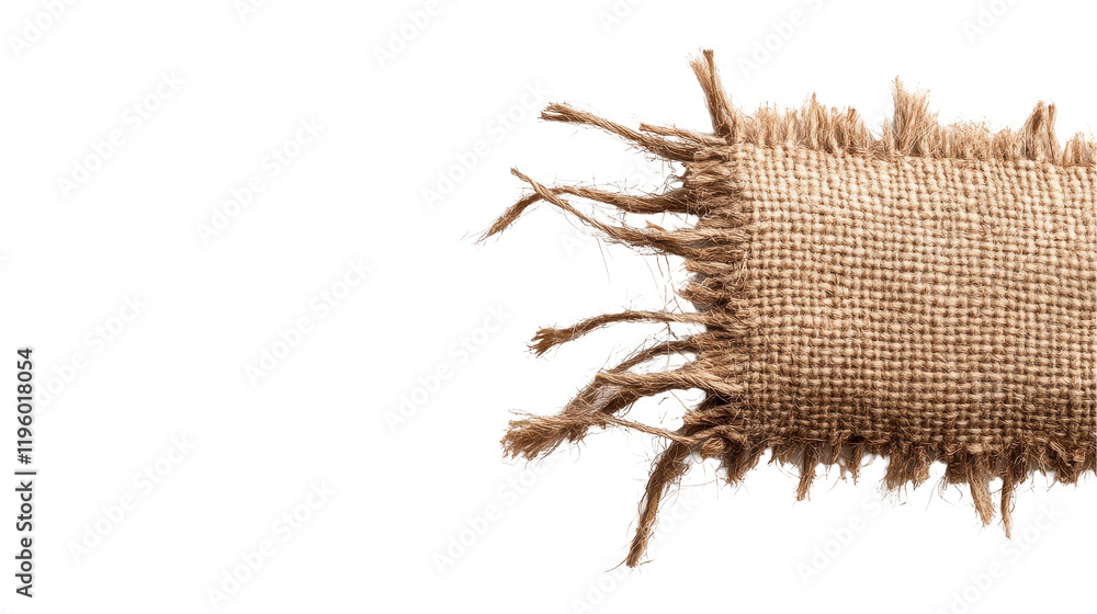 Poster a close-up of burlap fabric showcasing its texture and weave. transparent background