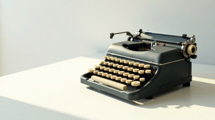 Vintage Typewriter on a White Surface Basking in Sunlight A Symbol of Literary Nostalgia and Retro Writing