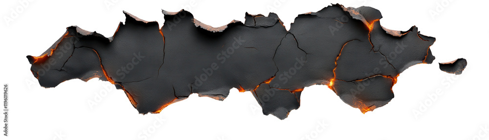 Poster an abstract design featuring cracked texture and glowing edges. transparent background