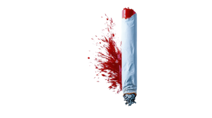 Creative representation of a cigarette with vibrant smoke. transparent background