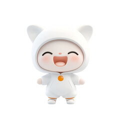 Fototapeta premium Joyful white cartoon character celebrating in a playful setting animation whimsical environment cheerful perspective