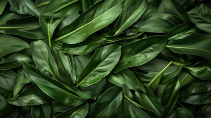 Obraz premium Lush Green Tropical Leaves Background Texture.
