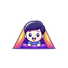 Child playing in a tent indoor fun zone cartoon style whimsical atmosphere close-up view joyful experience