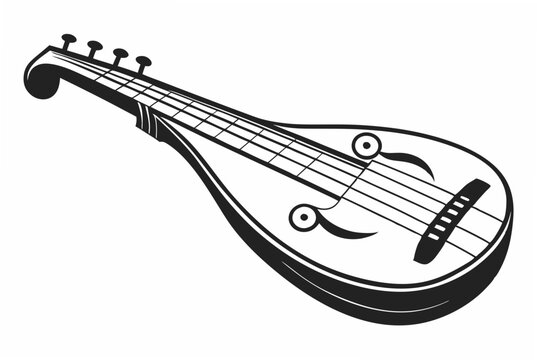 black and white mandolin musical instrument clip art preview