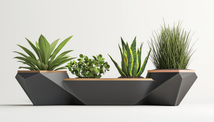 A Modern adaptable planters with interior greenery create stylish display