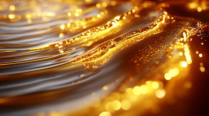 Close-up of a whiskey liquid background with textured amber brown and gold tones hyperrealistic blurred design artistic abstract style with captivating light refraction perfect for creative captions

