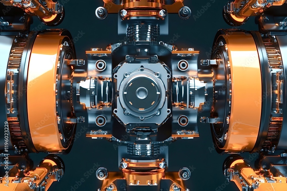 Aufkleber complex futuristic engine rotating and generating energy