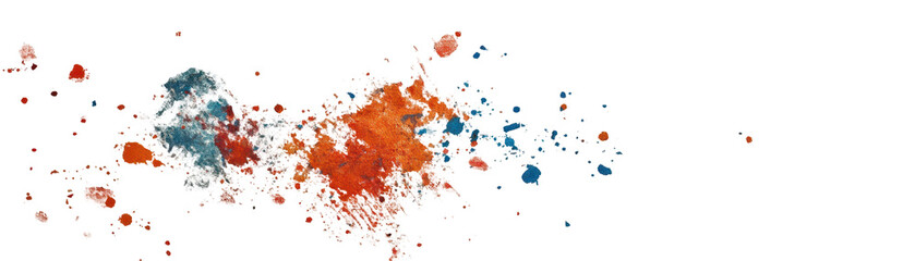 Vibrant color splash with blue and orange hues for creative designs. transparent background