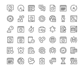 Time icons. Outline symbols collection. Premium vector line icons set
