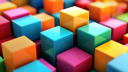 Obraz premium A Colorful and vibrant digital building blocks create scalable modular technology concept