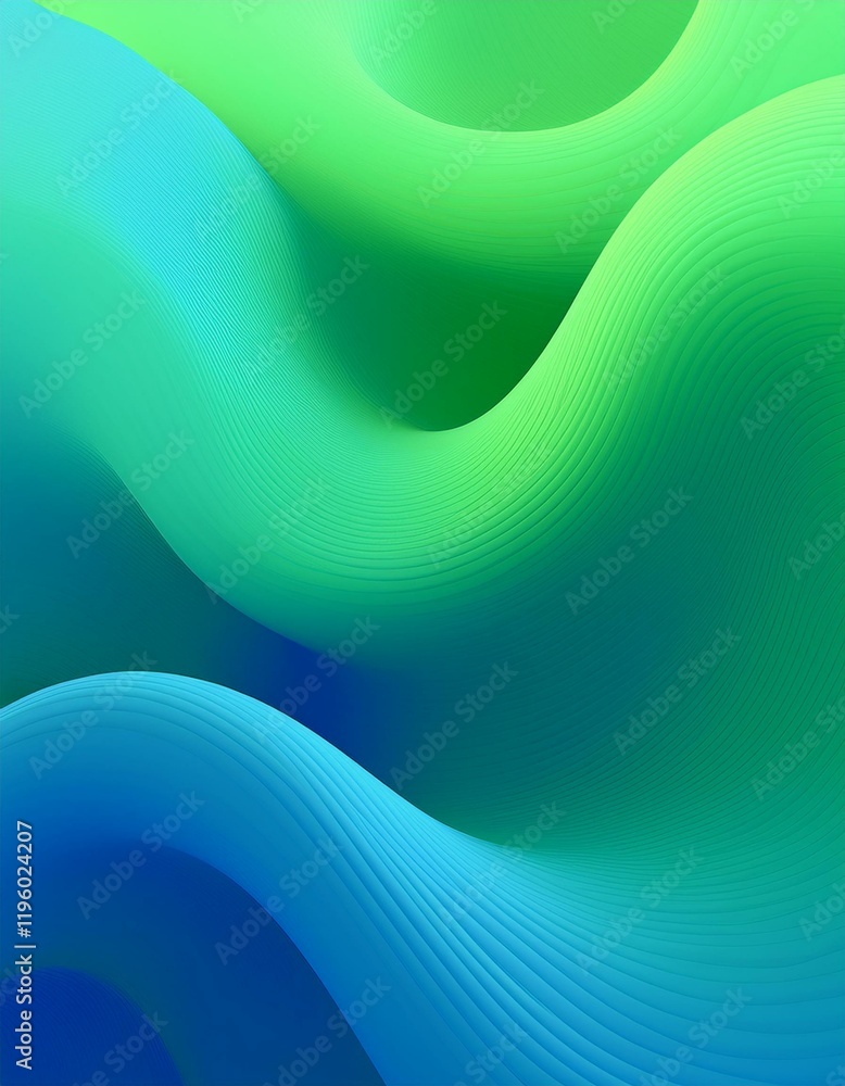 Poster modern colorful blue and green abstract soft 3d flow shapes. liquid wave gradient background. genera
