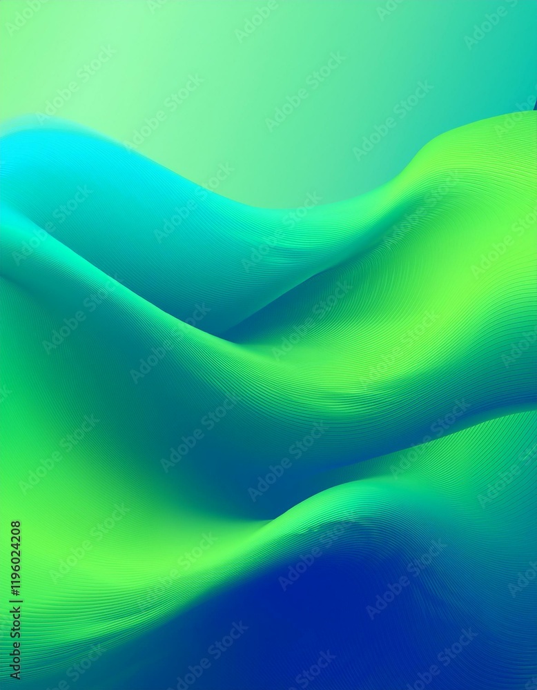 Poster modern colorful blue and green abstract soft 3d flow shapes. liquid wave gradient background. genera
