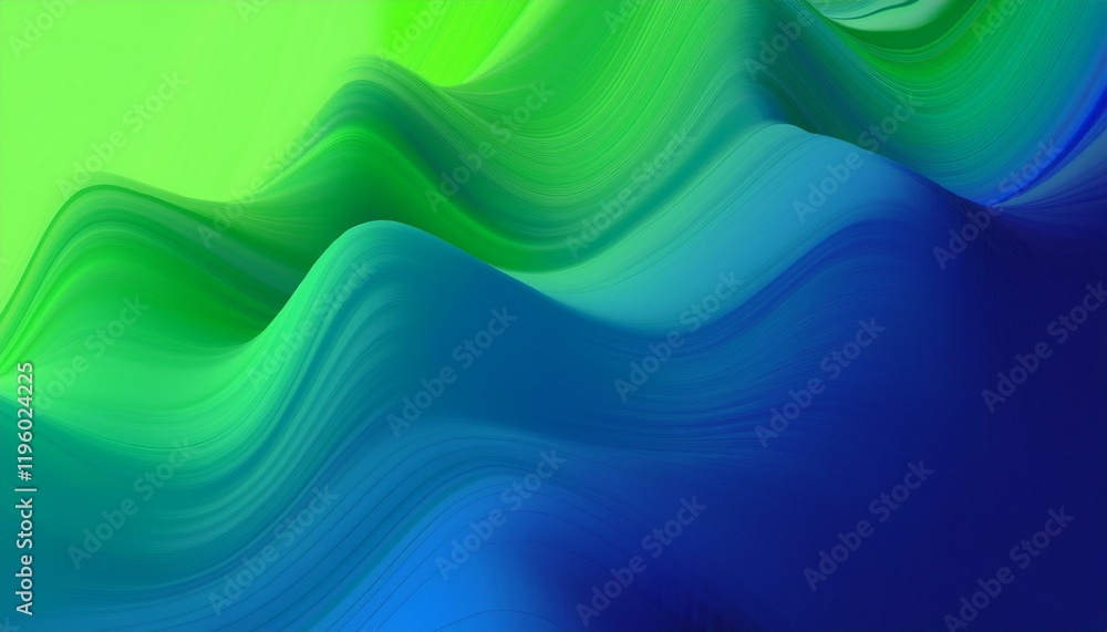 Poster modern colorful blue and green abstract soft 3d flow shapes. liquid wave gradient background. genera