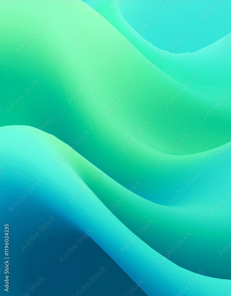 Poster modern colorful blue and green abstract soft 3d flow shapes. liquid wave gradient background. genera