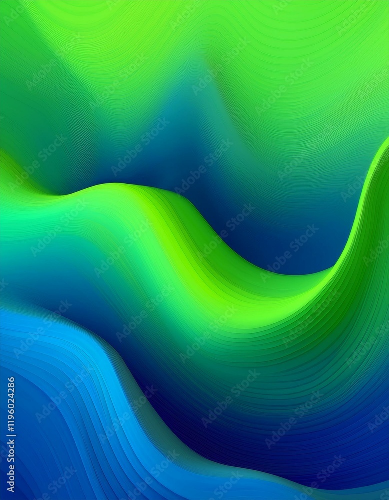 Poster modern colorful blue and green abstract soft 3d flow shapes. liquid wave gradient background. genera