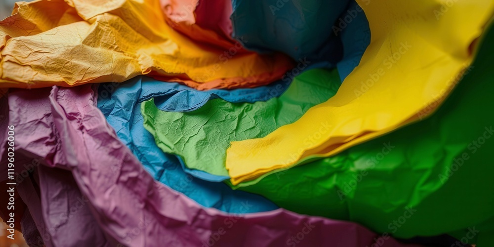 Poster a colorful piece of paper is folded into a spiral. the colors are bright and vibrant, creating a sen