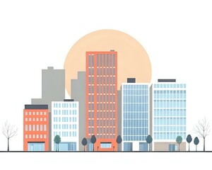 Obraz premium illustration vectorielle d'un centre ville composé de plein de grattes ciels et de plein de très hauts immeubles