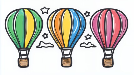 Obraz premium Colorful Hot Air Balloons Adventure Illustration
