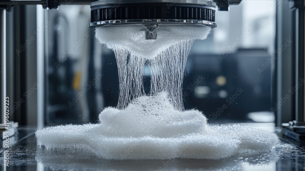 Poster a clean and advanced laboratory testing the strength of synthetic fibers.