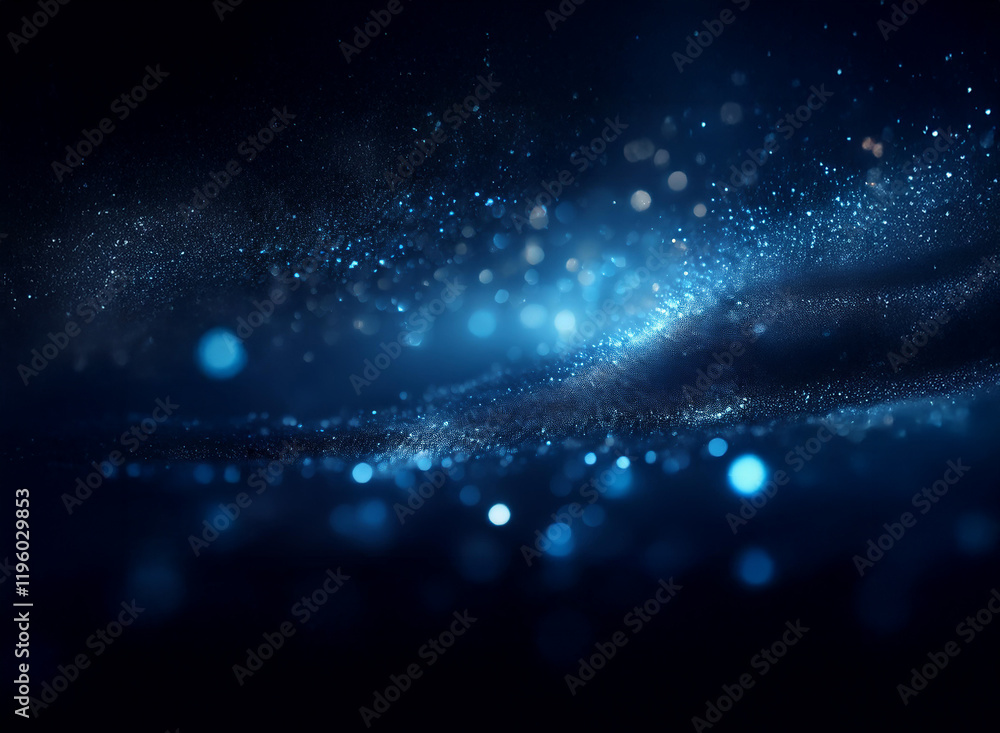 Poster abstract image of swirling blue particles and bokeh lights, creating a cosmic or ethereal effect. th