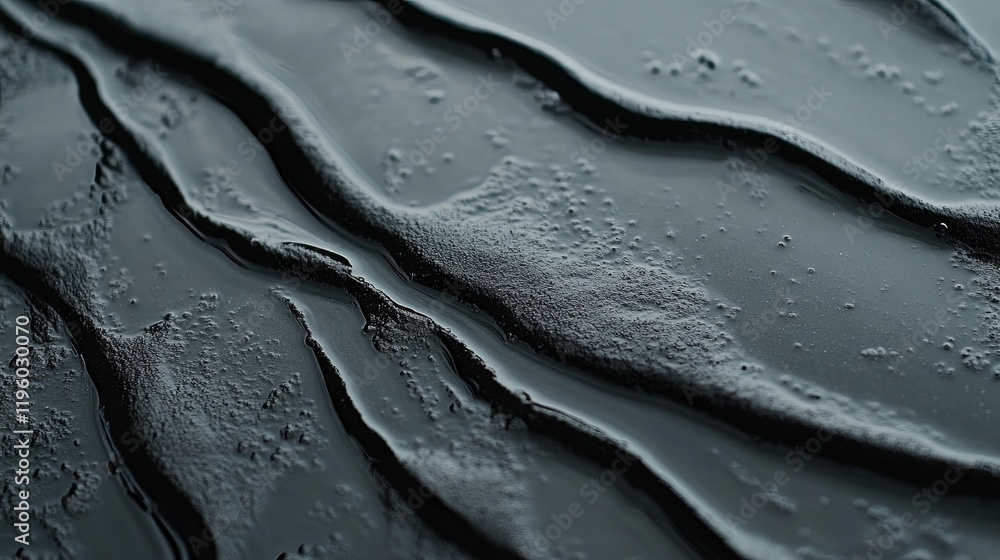 Poster layered textures of dark liquid create a mesmerizing pattern on a smooth surface. generative ai