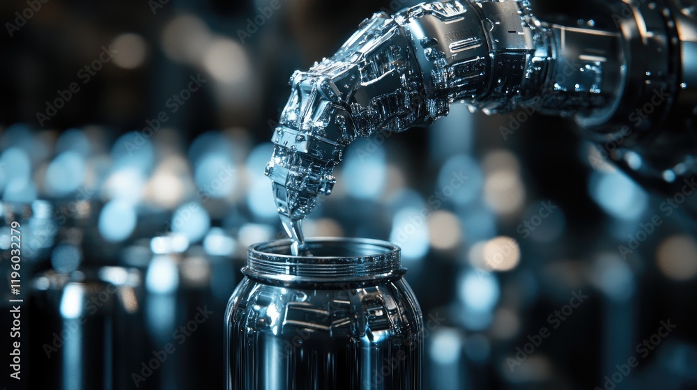 Poster a fully automated robotic machining center cutting complex shapes.