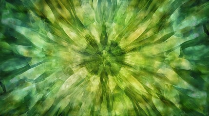 Fototapeta premium Abstract Watercolor Green Background with Radiating Energy Lines