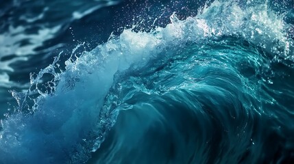 Obraz premium A close-up view of a crashing ocean wave, showcasing the beauty of water dynamics.