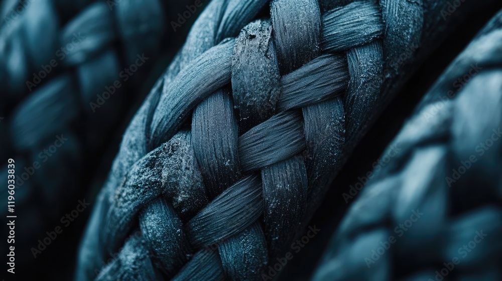 Poster a macro shot of synthetic fiber threads intertwined to form fabric.