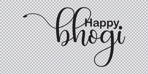 Happy Bhogi text banner, poster, background in Indian Festival vector illustration.